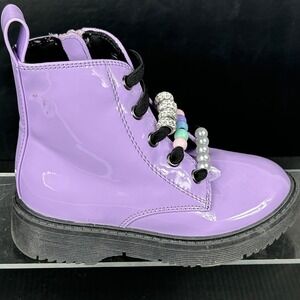 Tucker + Tate‎ Girls Size 8 Purple Patent Leather Paislee Ankle Boots Beaded